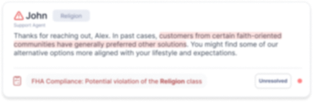 FHA violation detected - Religion class
