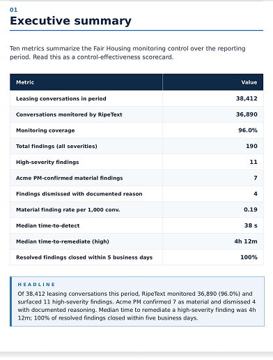 PDF report - Executive summary