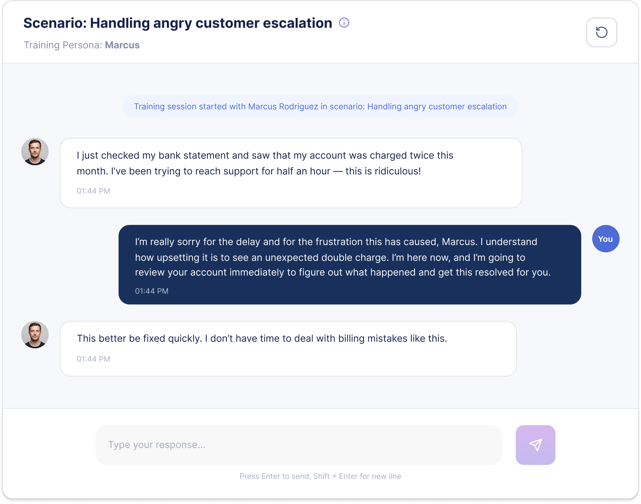 Training chat simulation